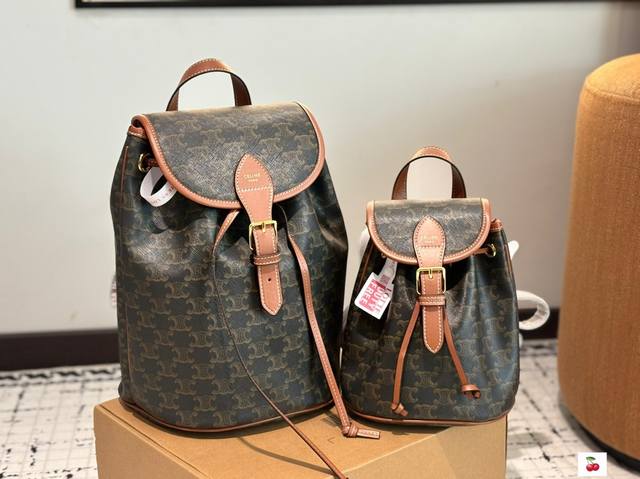 赛琳双肩包 Celine新品Mini双肩包 释放双手！复古小巧 实用性设计肩带长度可调节容量满满经典学院风休闲日常 老花经典加持日常的优秀单品很有学识氛围的通勤