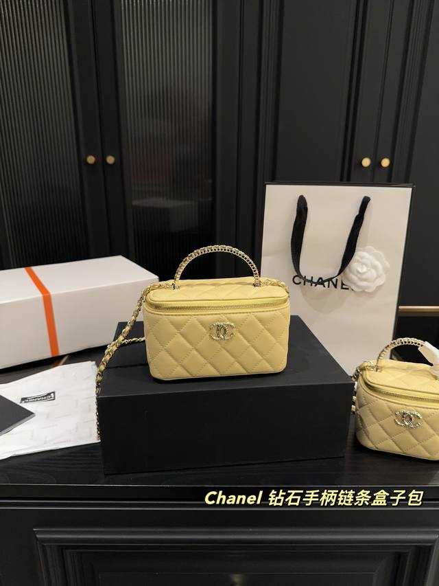 全套包装尺寸15.9 香奈儿Chanel 钻石手柄链条盒子包 内里附带镜子