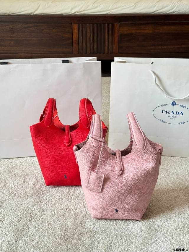 头层牛皮 拉夫劳伦Polo 25Ss春夏新品 菜篮子 菜篮子上身都绝美，大号手拎，小号斜挎、手拎都可以呀 尺寸12 17Cm