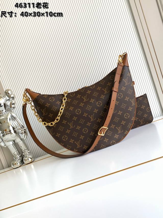 全钢五金 变码芯片 特级配全套包装 M46311老花拼黄花 Loop Hobo 手袋拼合 Monogram涂层帆布和Monogram Reverse涂层帆布，以