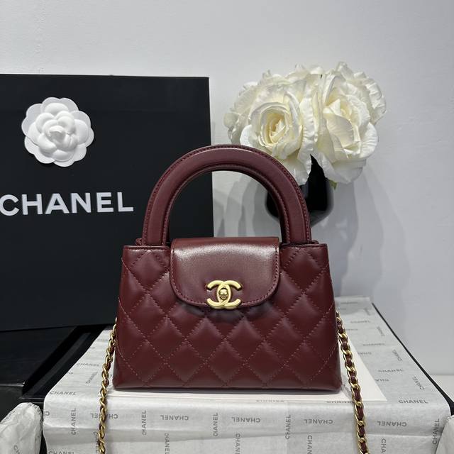 香奈儿Chanel 1：1对标专柜顶级 意大利进口Onda Verde原厂油蜡小牛皮 Chane1 24A Kelly手柄包 酒红金 款号:As4416 尺寸: