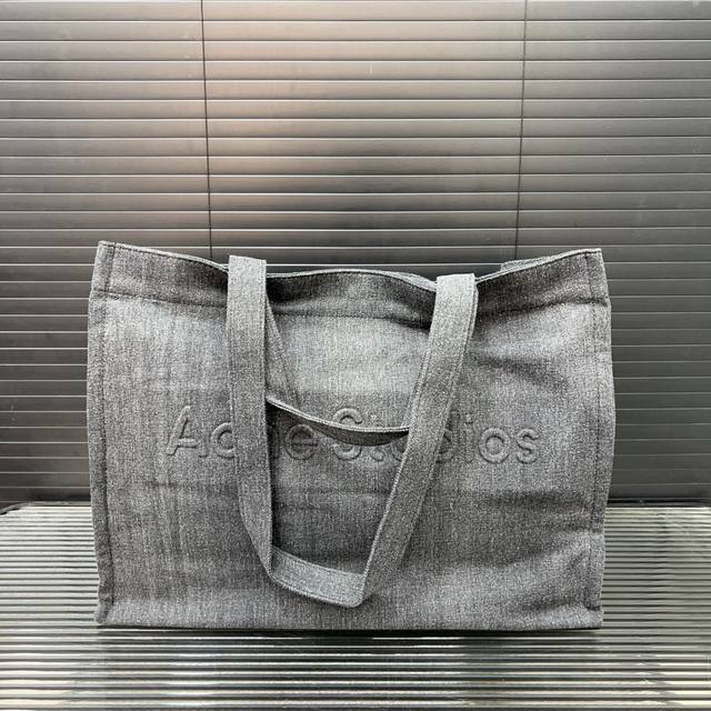 Acne Studios Logo字母压花徽标 帆布 托特包Tote包购物袋单肩斜挎手提包 男女通用 规格 42 X 30Cm