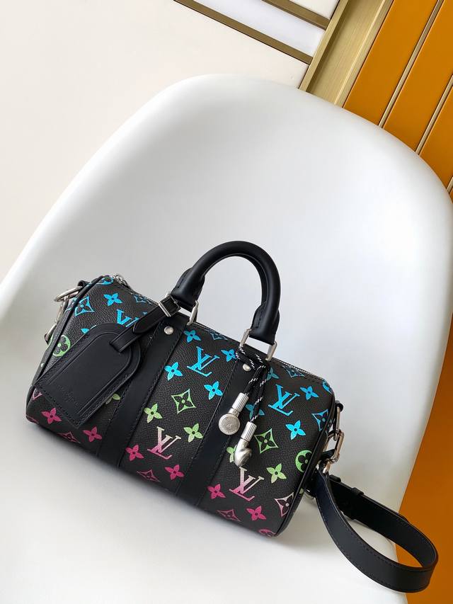 163C01 芯片 M13935 顶级原单M11591 M46271黑花 枕头包 本款 Keepall 25 手袋取材 Monogram Eclipse Rev