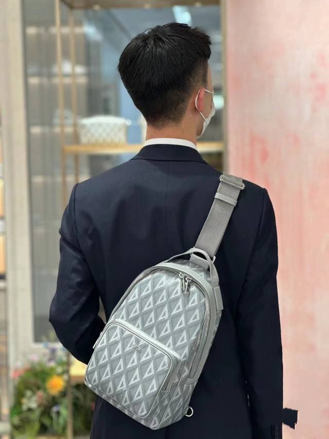 这款迷你 Rider单肩包灵感源自Rider双肩背包的设计，廓形实用。采用迪奥黑帆布精心制作，饰以Cd Diamond图案，正面拉链口袋点缀以Dior标志，宽敞