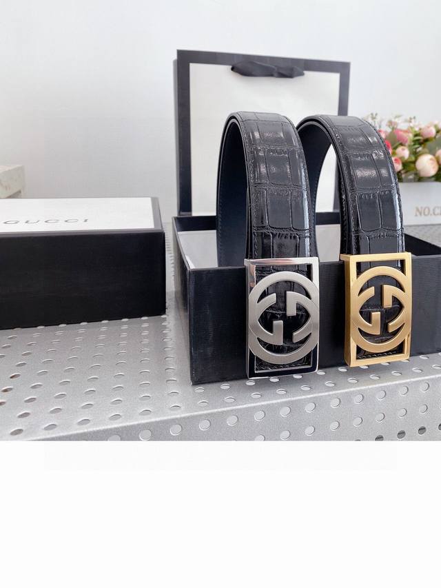 古奇 石头纹原单正品 Guccl经典皮带 尺寸3.8海外原单货，意大利创作，配以双G互扣金属扣，原版皮纹拿的走图片拿不走的品质，升级后与正品零距离，给你不一样的