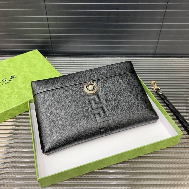 Versace 范思哲 牛皮男士手拿包 手包 高端品质 配送防尘袋 规格26 X 18Cm