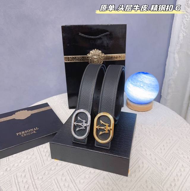 玛莎家 原单新品 带身采用雙面意大利進口原廠牛皮纹 非市场普通版本 黑色经典配色 百搭适合各种场合 扣头精品设计注意细节 宽度3.8Cm