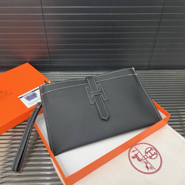 HermèS 爱马仕 牛皮男士手拿包 手包 高端品质 配送防尘袋 规格29 X 19Cm