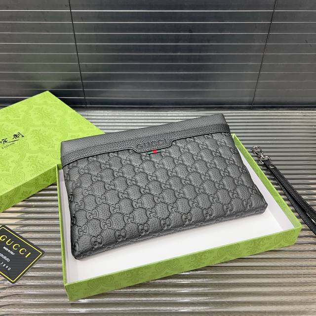 Gucci 古奇 牛皮男士手拿包 手包 高端品质 配送防尘袋 规格26 X 18Cm