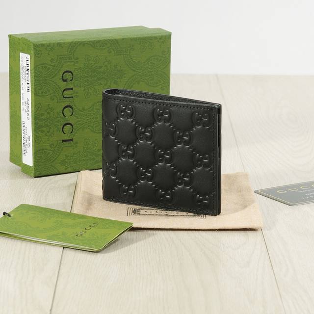 颜色 黑尺寸 短11X10古琦专柜款男士短款对折一比一牛皮手感无敌简约大气男士必备