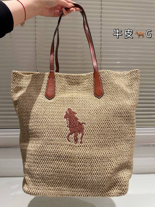 polo Ralph Lauren 女生当然要尝试各种穿搭风格 非洲拉菲草 天然原色单肩包休闲托特手提包 非洲拉菲草 天然原色单肩包 度假风大容量休闲托特手提包