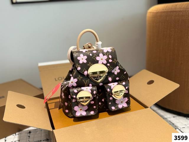 Lv 樱花系列 Duma双肩包 新款 老花小号Bb双肩包 顶级牛皮 原单品质 尺寸20.24Cm