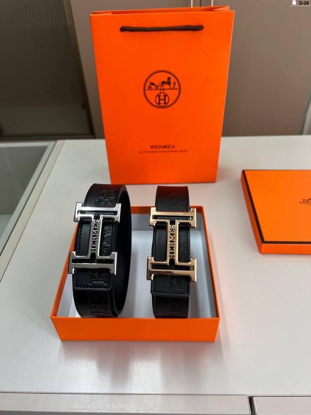 爱马仕Hermes 男士牛皮腰带 D-29全套包装+手提袋
