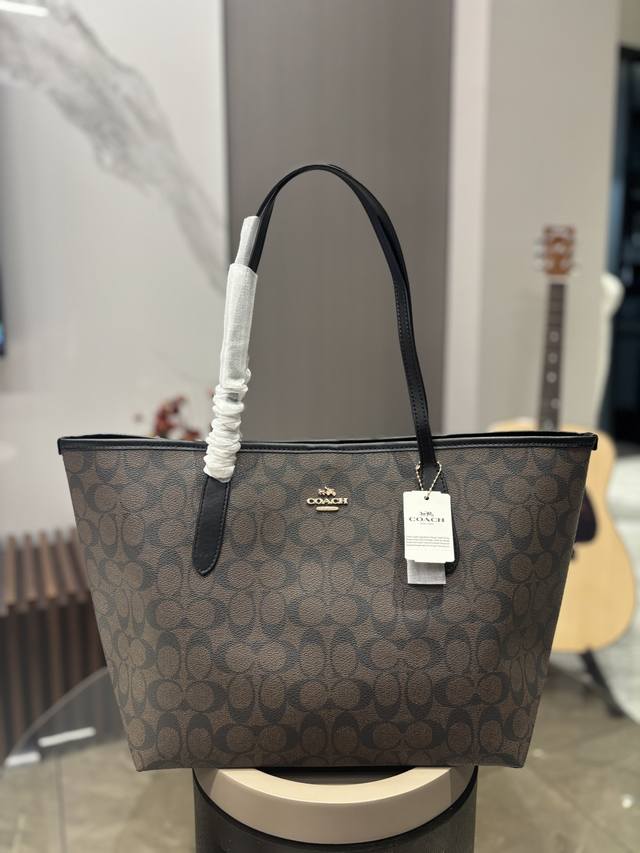 配盒升级版 Size：35*27Cm Coach家 吸扣单面City 33 托特包经典Logo购物袋Tote包大爆款 分分钟断货！ 搭配不同衣服一年四季都可以用
