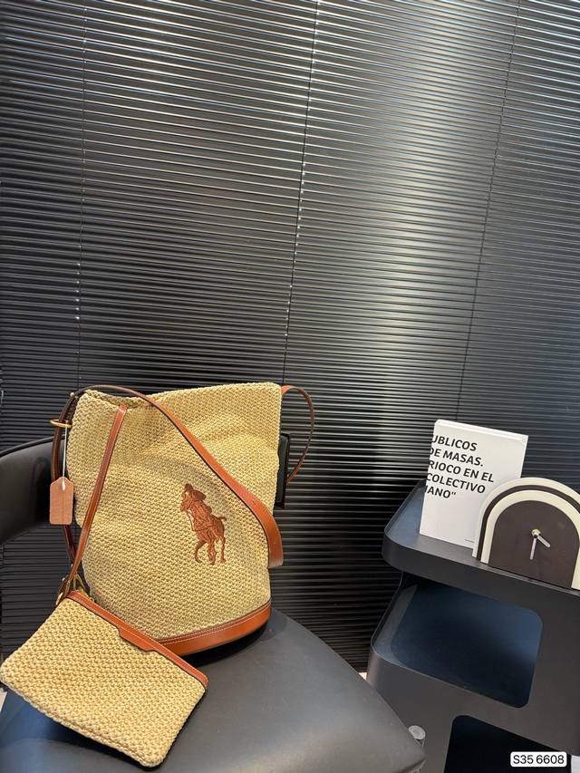 polo拉夫劳伦 编织拉菲草25年新款包包