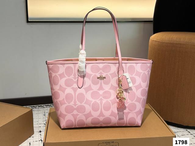 柔雾粉 Coach & City Tote经典托特包手提单肩 Coach新款 托特包 奥莱款 Coach新款 可手拎 单肩百搭气质 Size：33 27 Cm