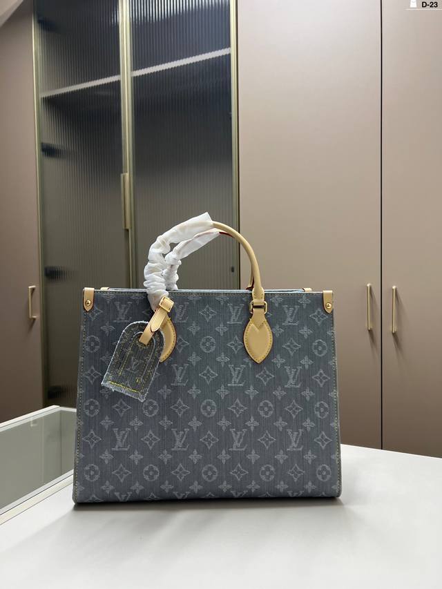Lv Onthego牛仔托特包 复古优雅 满满的高级感 大小适中 容量感人 D-23尺寸34×28折叠盒