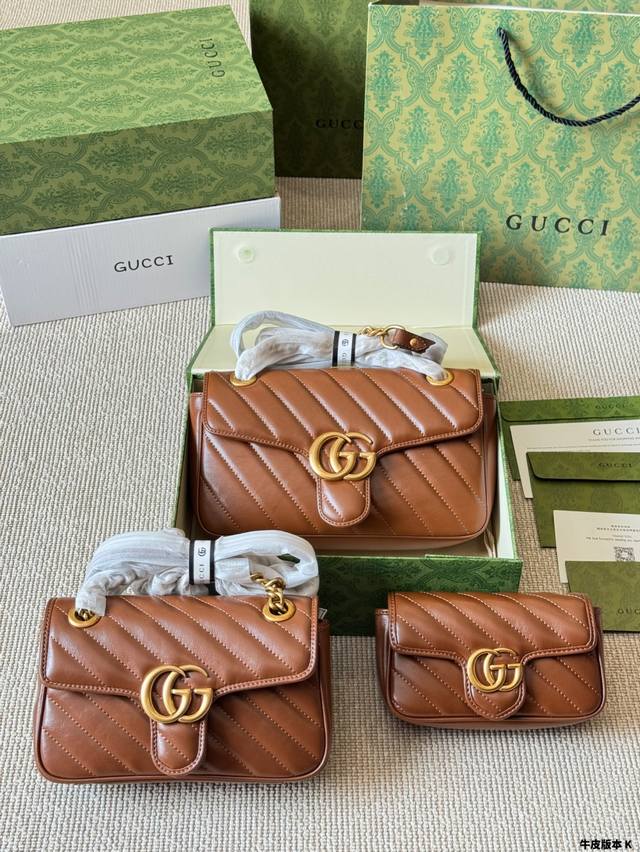 牛皮版本 Gucci古奇 经典百搭款Marmont 酷奇双G 刺绣爱心单肩包斜挎包女包 美到无法无天的款式 今年简直引领时尚最In元素做了几个月的款，质量一直在