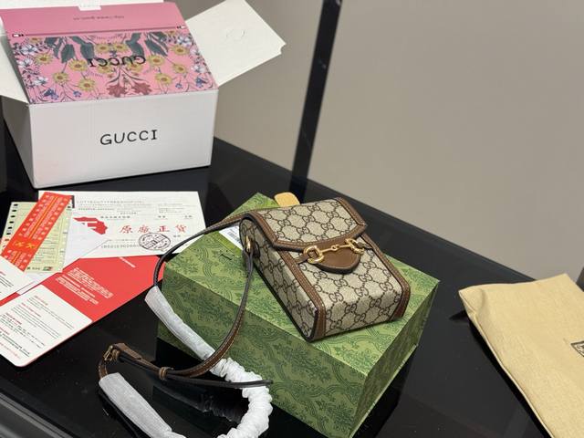 配折叠盒飞机盒 Size17×11.5×4Cm 定制版本出 古奇1955手机包 马衔扣系列依旧经典 小包包长方形手机包