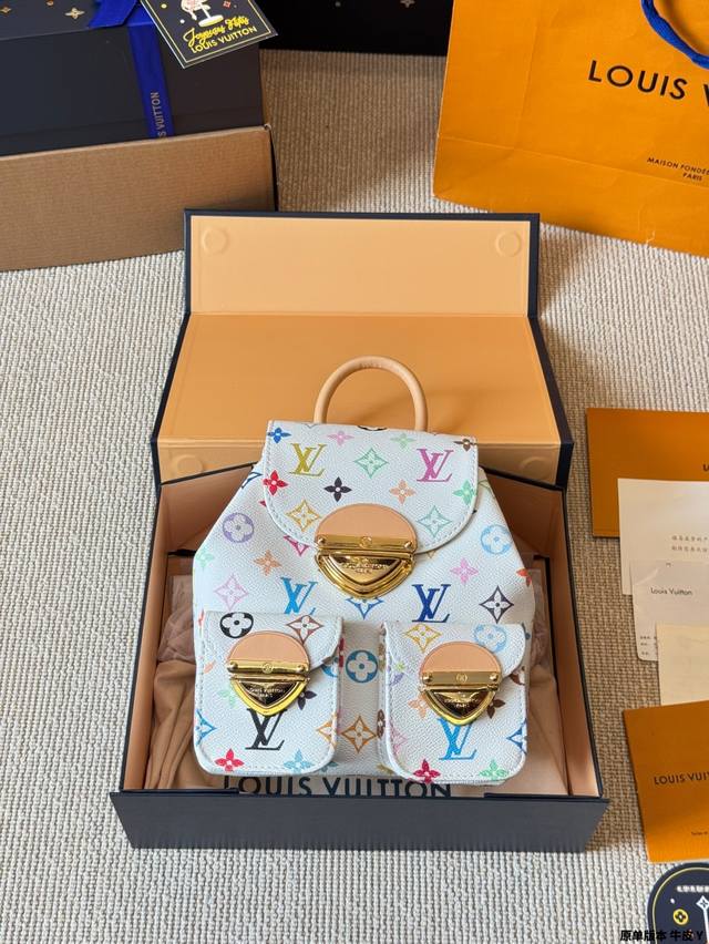 原单版本 牛皮 Lv Duma双肩包 2025新款 老花小号Bb双肩包 顶级牛皮 原单品质 尺寸20.24Cm