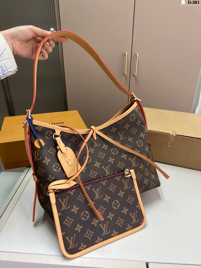 芯片版本 Lv路易斯威登Carryall购物袋 手提单肩斜挎托特包新款购物袋 D-381尺寸28×21折叠盒飞机盒