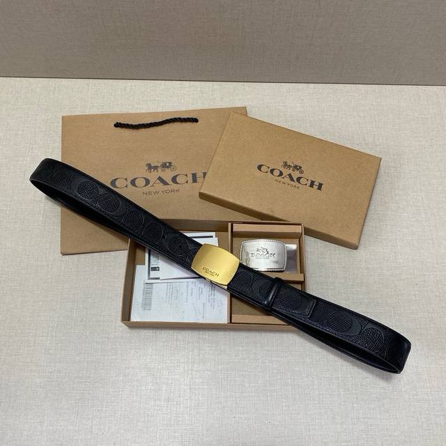 蔻驰皮带 爆款来袭 原单品质、3.5Cm规格 、专柜对版头层牛皮、专柜同款 高真空电镀五金 均可旋转扣头、长度可剪裁。自由搭配！配专柜全套包装 送打眼针