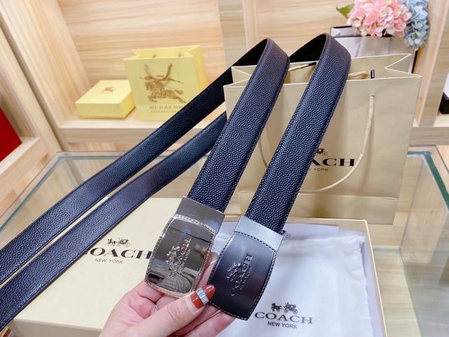 原单货---[飞吻]Coach 蔻驰皮带 双面男士腰带礼盒装皮带， 精致原版扣，双面可用 宽度3.5Cm。私密渠道！专柜原单。