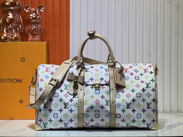 m13742白彩 黑彩旅行袋 当季新款 Lv X Tm Keepall BandoulièRe 45 旅行袋 本款 Keepall BandoulièRe 45