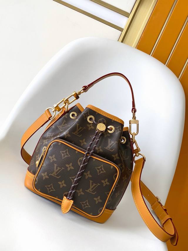 pm14017老花黄皮 163C芯片钢五金对版中古水桶包 Noé Cargo 手袋 路易威登 Noé Cargo Jmlt 水桶包以 Monogram 帆布构型