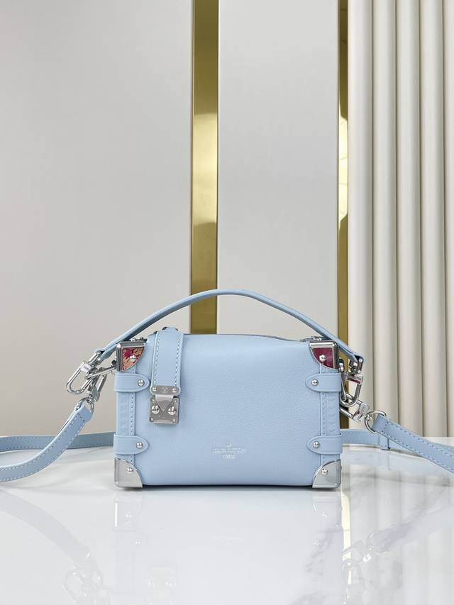 顶级原单 变码芯片M25067浅蓝 尺寸: 18×12.5×8Cm Side Trunk 全皮盒子包