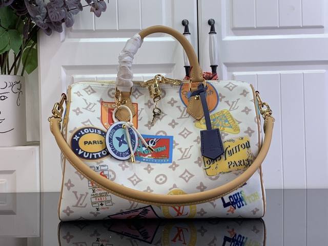 顶级原单 特惠对版 Speedy Soft 30 手袋 M14587 徽章 本款 Speedy Soft 30 手袋以复古笔触演绎 Monogram Dune