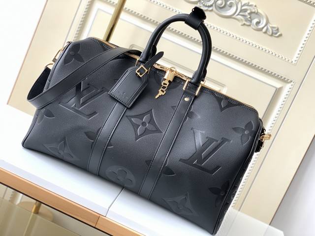 出厂价P 顶级原单 半钢五金 动态芯片 M45532本款 Keepall BandoulièRe 45 旅行袋为柔软 Monogram Empreinte Gi