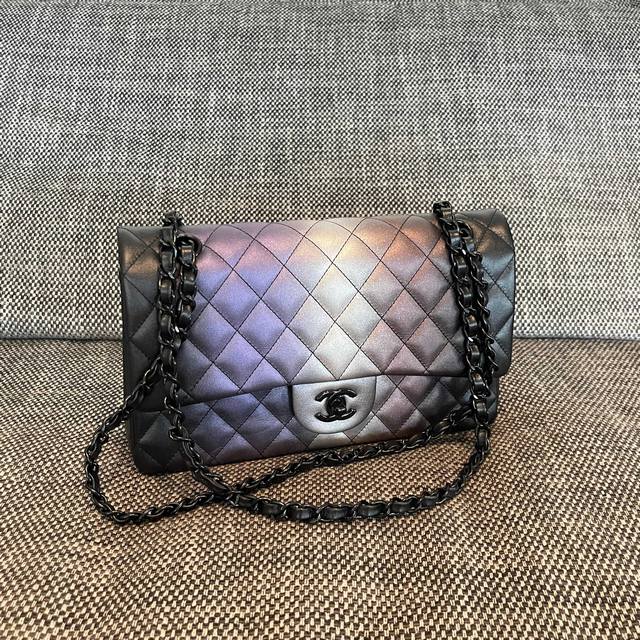 chanel 三彩黑牛皮Cf 25.5X15.5X6.5Cm