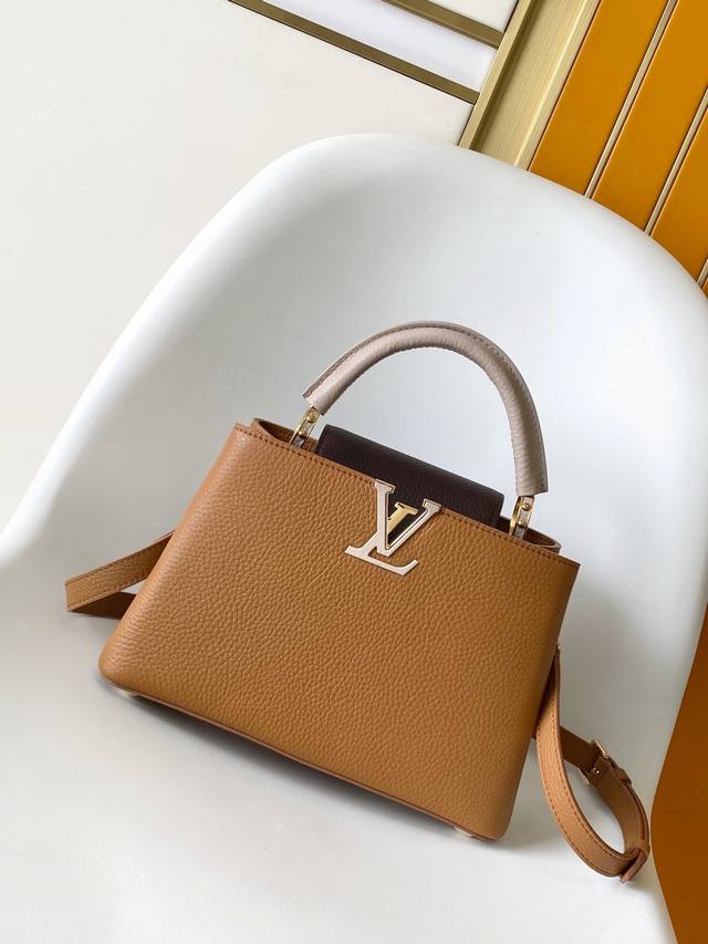 m12956浅咖 M12952啡色 M14176 棕色 特级原厂 动态163 本款 Capucines 中号手袋为华美 Taurillon 牛皮革渲染新季典雅色