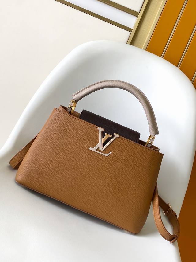 m12956浅咖 M12952啡色 M14176 棕色 特级原厂 动态163 本款 Capucines 中号手袋为华美 Taurillon 牛皮革渲染新季典雅色