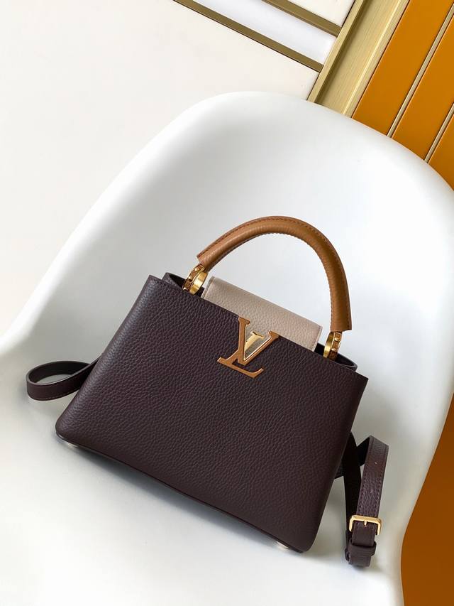 m12956浅咖 M12952啡色 M14176 棕色 特级原厂 动态163 本款 Capucines 中号手袋为华美 Taurillon 牛皮革渲染新季典雅色