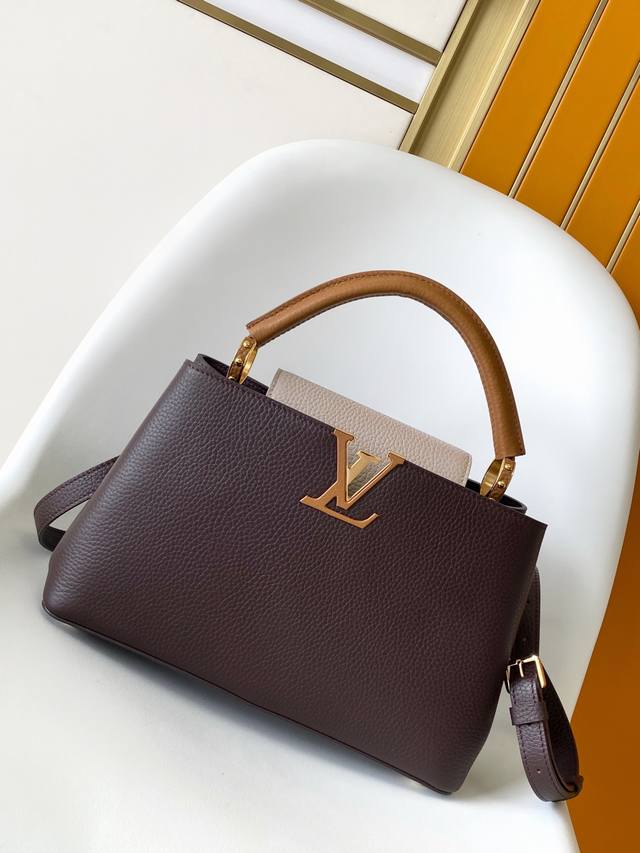 m12956浅咖 M12952啡色 M14176 棕色 特级原厂 动态163 本款 Capucines 中号手袋为华美 Taurillon 牛皮革渲染新季典雅色