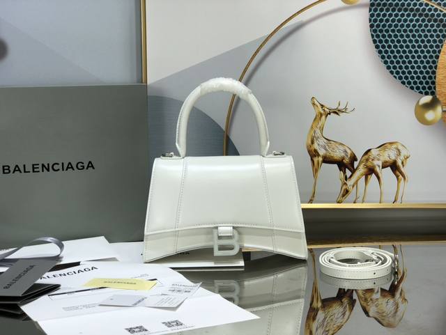 白色白漆扣 平纹S号#隆重推出Balenciaga 巴黎世家代购版 20新款Hourglass沙漏包 多色可选# S号 23X10X24Cm Xs号 19X8X