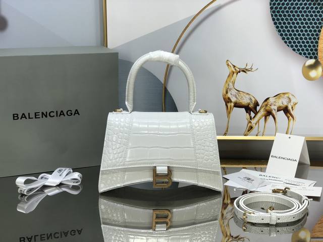 白金 鳄鱼纹S号#隆重推出Balenciaga 巴黎世家代购版 20新款Hourglass沙漏包 多色可选# S号 23X10X24Cm Xs号 19X8X21