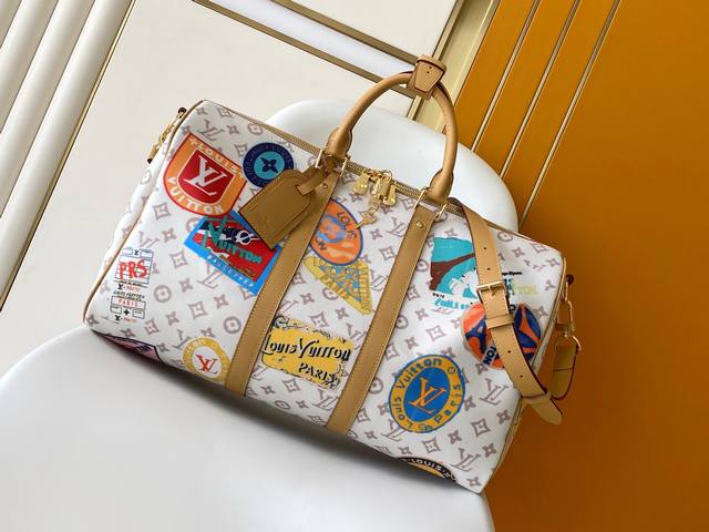 顶级原单 163动态芯片 M14736 动态163本款用单体画布缝制的 基波尔45 Louis Vuitton旅行贴纸包 营造出华丽的氛围 是任何旅行者的完美选