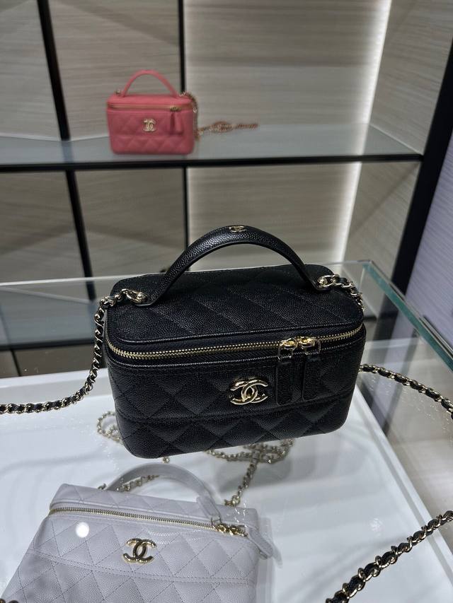 Ohanel 25C新款 链条手柄长盒 化妆包 牛皮 单肩斜挎手提包 尺寸 17Cmx9.5Cmx8Cm型号Ap5730Y