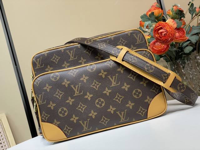 顶级原单复刻独家实拍 中古相机包 手袋 M45244 老花 黄皮 中古系列 斜挎包老花到货Monogram帆布制 经典斜挎 尺寸 28*20*12Cm