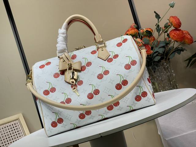 顶级原单复刻独家实拍 Speedy Soft 30 手袋 M14238 白花 樱桃 邂逅路易威登 X 村上隆复刻系列的个性美学 Monogram 涂层帆布本次选