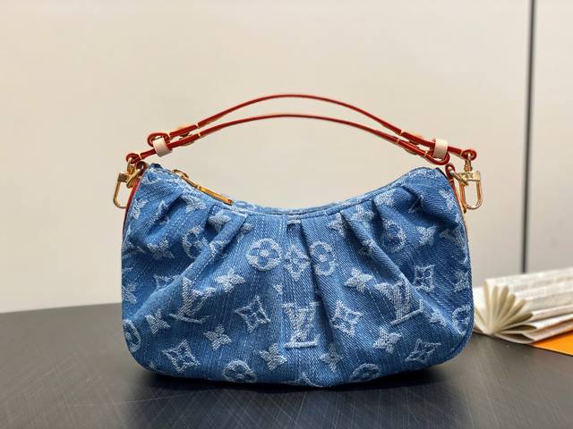 原单精品 M13571蓝色 丹宁牛仔腋下包麻将包 当季新款 pochette Valley 手袋 pochette Valley 手袋取材 Monogram 棉