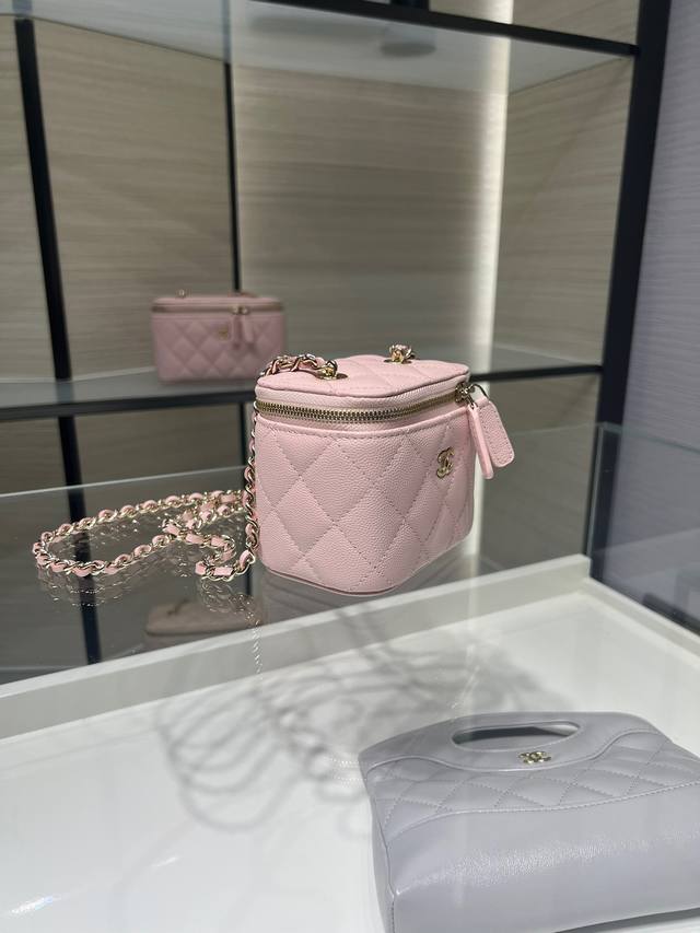 Ohanel 22A新品 鱼子酱方盒子 升级版 全皮内里 配小镜子 小型收纳盒 Ap1740Y 尺寸 11*8.5*7Cm