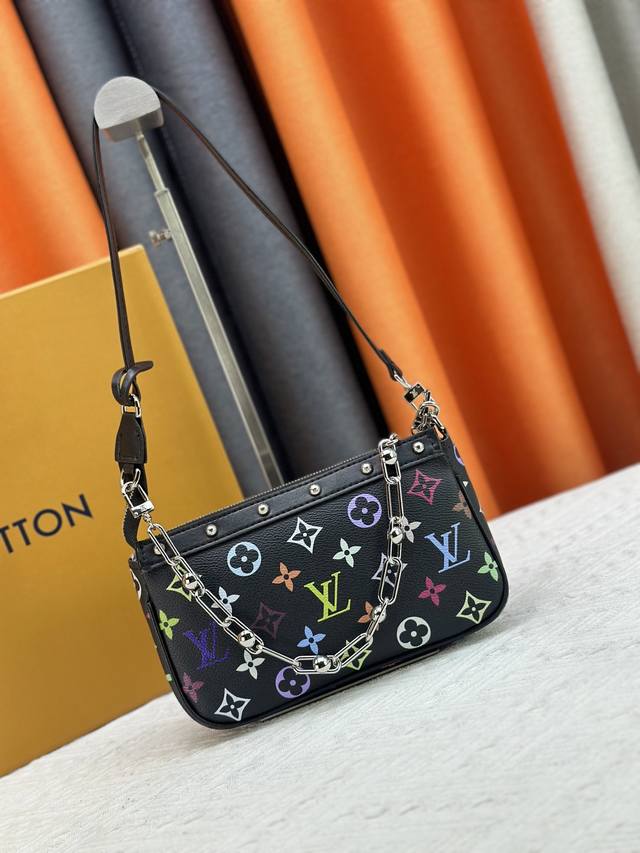 M13404 M13663 黑彩 白彩 本款 pochette Accessoires 手袋取材涂层帆布 以缤纷 Monogram 图案演绎路易威登 村上隆跨界