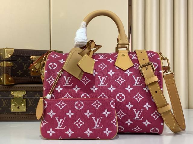 顶级原厂 Speedy p10 Bandouli Re30 手袋 M14064枚紫色 全皮 本款 Speedy p10 Bandouli Re 30 Monog