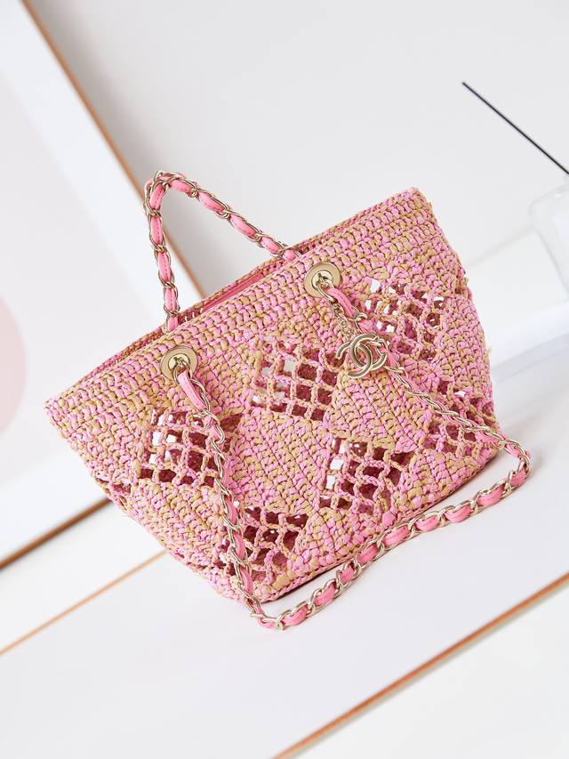 Chanel Coco Beach Bag 镂空设计&拉菲草编织 尺寸24-32-10 款号As4714 配包装