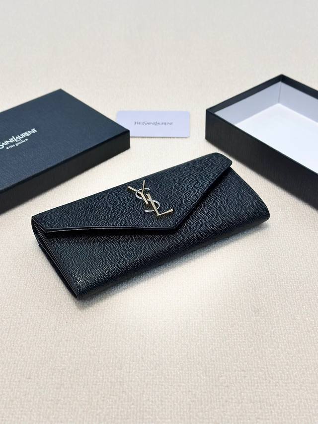 颜色 黑尺寸 19X10圣罗兰款钱包进口鱼子酱小牛皮质感一流独一无二风格 实用内阁超美超时尚美女必备单品