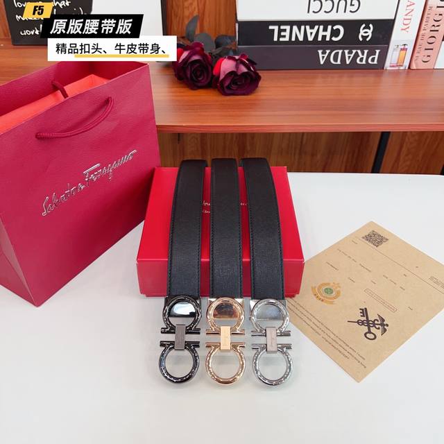 原版品质打孔 品牌 菲拉F家 男款 颜色 黑 扣头 金 银 枪 扣头 原版精品纯铜五金扣头 带身 原版牛皮 尺寸 宽约 3.5Cm 长约 95Cm-125Cm